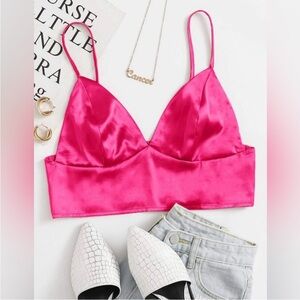 Vibrant Pink Satin Bralette